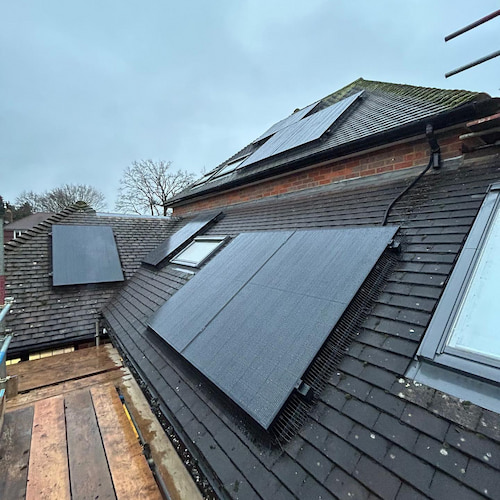 Solar Panels Across Roof of Building