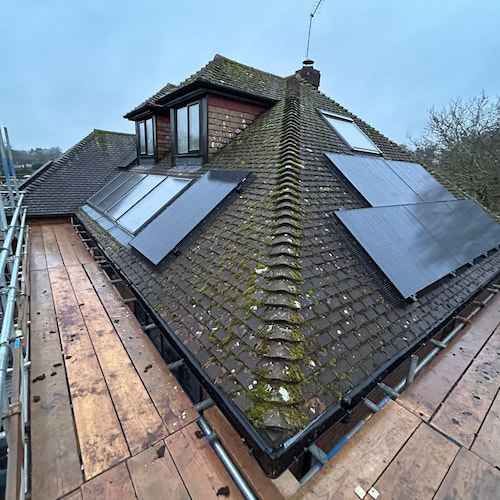 Solar Panels Across Roof of Building